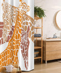 Ambesonne Giraffe Stall Shower Curtain, Sketch of a Family Savannah Wildlife in Tall Animal Zoo Camouflage, Fabric Bathroom Decor Set with Hooks, 36" W x 72" L, Orange White and Brown