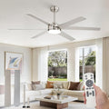 Fanbulous 60 Inch Ceiling Fans with Lights and Remote, Reversible 6 Blades, Dimmable, 3000K-6000K Adjustable, Outdoor Ceiling Fans for Patios, Large Ceiling Fan for Indoor or Covered Outdoor, Nickel