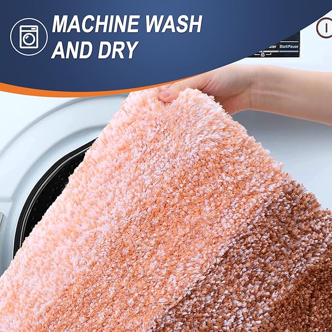 OLANLY Large Bathroom Rugs Mat 54x24, Extra Soft Absorbent Microfiber Bath Rugs, Rubber Backing, Quick Dry, Machine Washable Bath Mat for Bathroom Floor, Tub and Shower, Home Decor Accessories, Orange