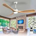 Depuley 52-Inch Ceiling Fan with Light: Wood Grain 3 Blade Outdoor Fandelier Ceiling Fans with Lights for Patios - Dimmable Indoor Fan with Remote Control Reversible DC Motor for Porch Living Room