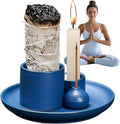 Morandi Color 4 in 1 Ceramic Incense Holder - for Incense Sticks, palo Santo, sage. Includes Candlestick soot Collection Tray. Ideal for Meditation and Yoga Studios. Handmade and Easy to Clean