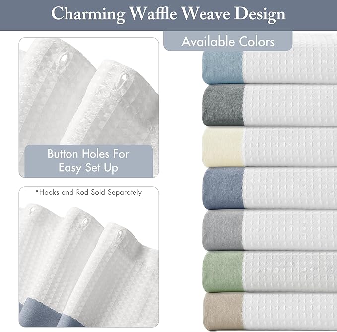 Madison Park Shower Curtain Spa Waffle Weave Stall Shower Curtain for Bathroom 3M Scotchgard Moisture Management, Spa Quality Modern Shower Curtains for Bathroom, Stall: 36x72'' Indigo Blue