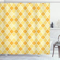 Ambesonne Quatrefoil Shower Curtain, Age-Old Trellis Pattern in The Shades of Yellow Historical Eastern, Cloth Fabric Bathroom Decor Set with Hooks, 69" W x 75" L, Marigold Mustard