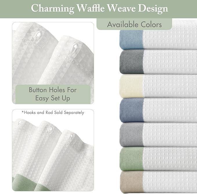 Madison Park Shower Curtain Spa Waffle Weave Stall Shower Curtain for Bathroom 3M Scotchgard Moisture Management, Spa Quality Modern Shower Curtains for Bathroom, Stall 36x72'' Sage Green