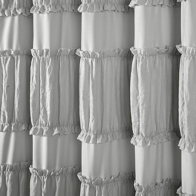 Lush Decor Nova Ruffle Shower Curtain, 72" x 72", Gray