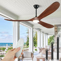 60" Outdoor Ceiling Fans with Lights and Remote Control, 3 Blade Ceiling Fan with Lights High CFM Quiet Wood Walnut Outdoor Fan, Propeller Ceiling Fan for Outdoor/Indoor/Patio,Deep Walnut