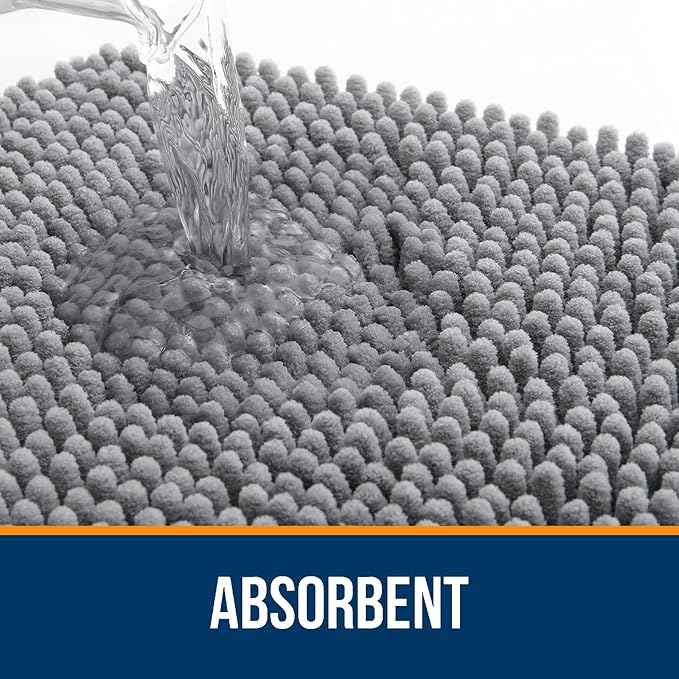 OLANLY Large Bathroom Rugs 59x35, Extra Soft Absorbent Chenille Bath Rugs, Rubber Backing Quick Dry, Machine Washable Bath Mats for Bathroom Floor, Tub and Shower, Home Decor Accessories, Grey