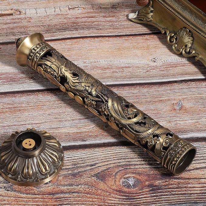 Incense Stick,Bronze Dragon Phoenix Relief Vertical Incense Incense Stick Holder Incense Stick Stand Tea Room Decoration Ornaments
