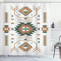 Ambesonne Southwestern Shower Curtain, Ethnic Illustration of a Zigzags Design Triangular Iconic Artwork Motifs, Cloth Fabric Bathroom Decor Set with Hooks, 69" W x 70" L, White Teal
