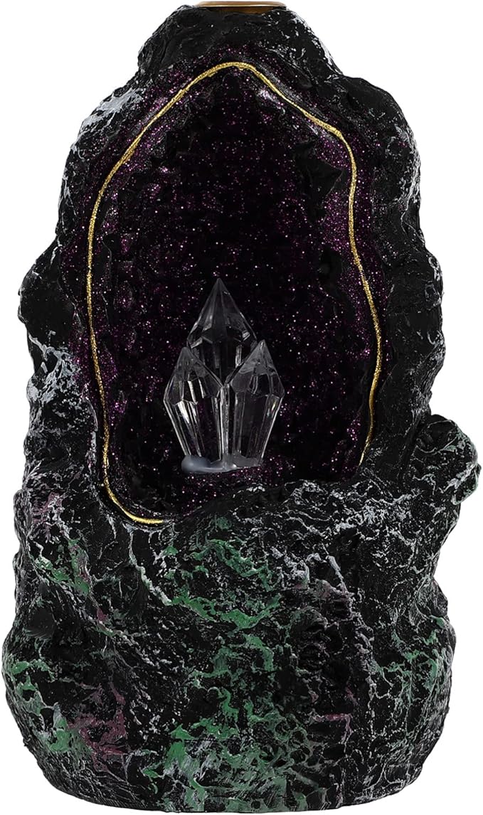 LED Backflow Incense Burner Waterfall Incense Holder Resin Aroma Ornaments Indoor Night Light for Home Office