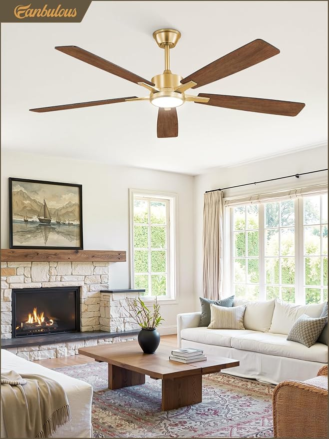 Fanbulous 60 Inch Black and Gold Ceiling Fans with Lights and Remote, Stepless Color Temperature Change & Dimmable 20W LED Ceiling Fan, 6 Speeds Reversible Quiet DC Motor for Bedroom, Living Room