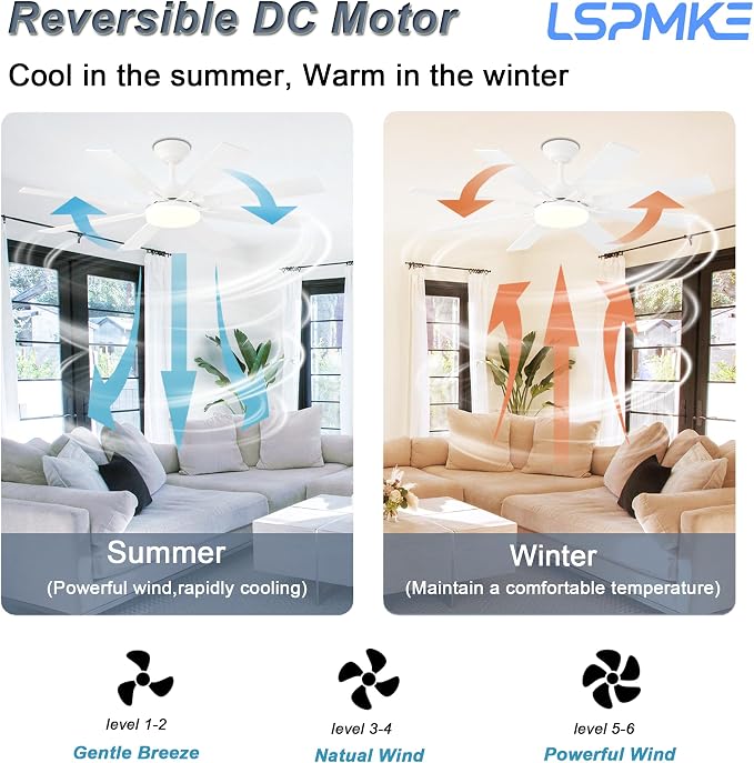 Ceiling Fan With Light & Remote Indoor/Outdoor Use 52 Inch White | Reversible DC Motor,3CCT, Dimmable, Timer, Noiseless,Ceiling Fan for Bedroom Living Room