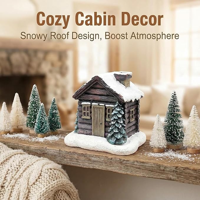 Lovely Log Cabin Incense Burner, Mini Snowy Winter Chimney Cottage Ash Catcher, Yoga Accessories Meditation Accessories, Home Chimney Decorations, 20 Pcs Handmade Incense Cones