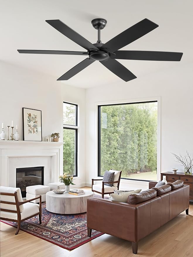 Fanbulous 60 inch Ceiling Fan No Light with Remote | Without Light, Remote Control, Flush Mount Low Profile, Quiet DC Motor & Reversible, Indoor/Outdoor