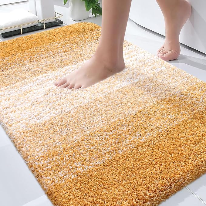 OLANLY Bathroom Rugs Mat 36x24, Extra Soft Absorbent Microfiber Bath Rugs, Rubber Backing, Quick Dry, Machine Washable Bath Mats for Bathroom, Tub and Shower, Home Decor Accessories, Golden Yellow