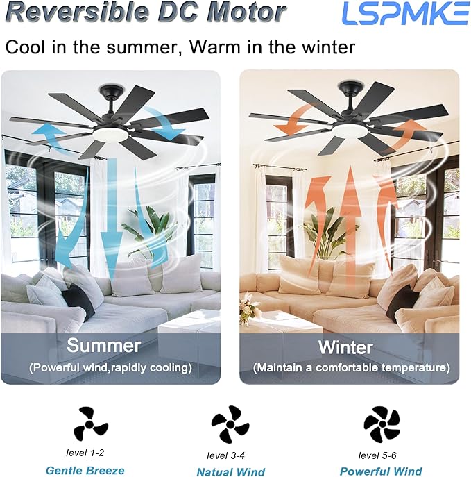 Ceiling Fan With Light & Remote Indoor/Outdoor Use 52 Inch Black | Reversible DC Motor,3CCT, Dimmable, Timer, Noiseless,Ceiling Fan for Bedroom Living Room
