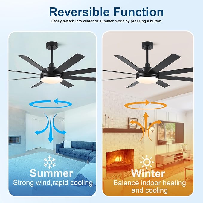 62 Inch Ceiling Fans with Lights and Remote Control, Black | Wooden Blades,Reversible Quiet DC Motor, 6-Speed, 3CCT Dimmable LED, Timer for Living Room, Bedroom, Office