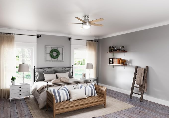 Hunter Anslee, Indoor, Ceiling Fan, with LED Light, 46 inch, Brushed Nickel