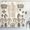 Ambesonne Fleur De Lis Shower Curtain, Heraldic Pattern with Fleur-de-Lis and Crowns Tiara Coat of The Arms Knight Design of Artwork, Cloth Fabric Bathroom Set with Hooks, 69" W x 75" L, Beige Taupe