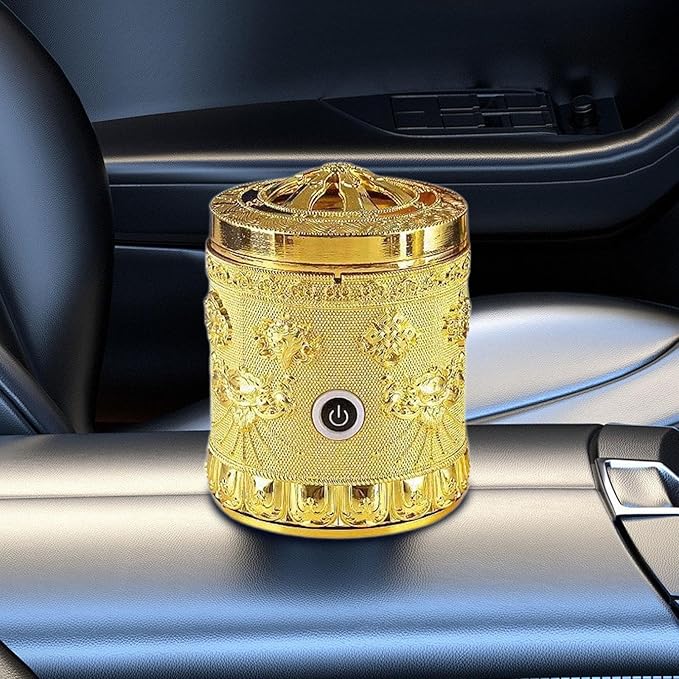 Generic Alloy Incense Burner Incense Holder Quick Heating Portable New Year Gift Decor Accessories Ornament for Bedroom Tea Table, Golden