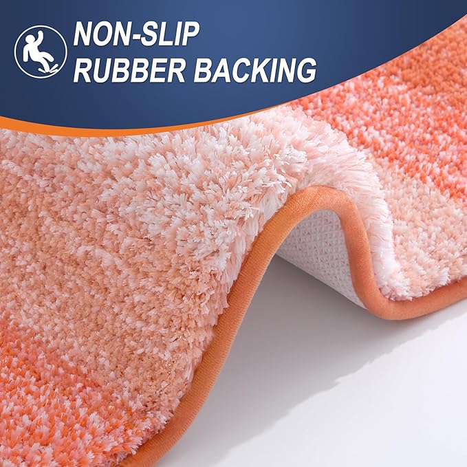 OLANLY Large Bathroom Rugs Mat 54x24, Extra Soft Absorbent Microfiber Bath Rugs, Rubber Backing, Quick Dry, Machine Washable Bath Mats for Bathroom Floor, Tub and Shower, Home Decor Accessories, Coral