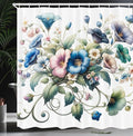 Ambesonne Floral Shower Curtain, Trippy and Bold Colorful Bellflowers in a Spring Morning on Plain Back, Cloth Fabric Bathroom Decor Set with Hooks, 69" W x 70" L, Deep Sky Blue Multicolor