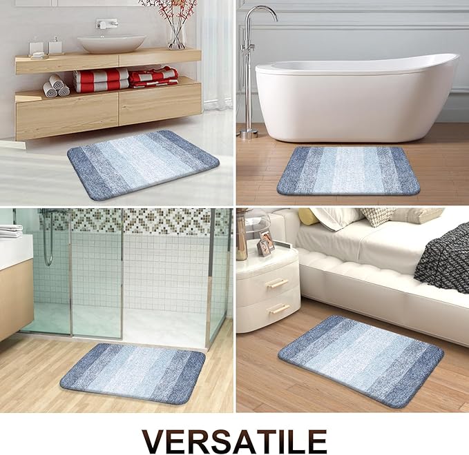 OLANLY Large Bathroom Rugs Mat 54x24, Extra Soft Absorbent Microfiber Bath Rugs, Rubber Backing, Quick Dry, Machine Washable Bath Mats for Bathroom Floor, Tub and Shower, Home Decor Accessories, Blue