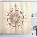 Ambesonne Compass Shower Curtain, Old Compass Rose a Sun Face Lady on It Instrument Distances Between Points Graphic, Cloth Fabric Bathroom Decor Set with Hooks, 69" W x 84" L, Tan Brown