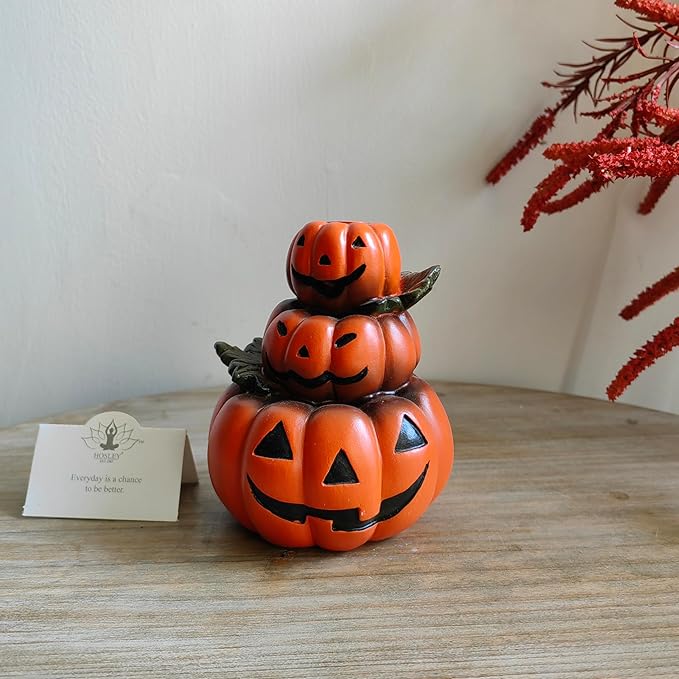 HOSLEY Resin Backflow Incense Cone Burner Holder, Pumpkins Decor Statue 4.72" High with 20 Pieces of Dragon Blood Backflow Incense Cones