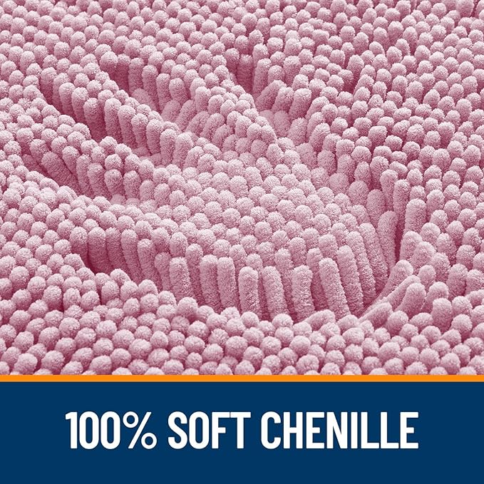 OLANLY Large Bathroom Rugs 45x27, Extra Soft Absorbent Chenille Bath Rugs, Rubber Backing Quick Dry, Machine Washable Bath Mats for Bathroom Floor, Tub and Shower, Home Decor Accessories, Dusty Rose