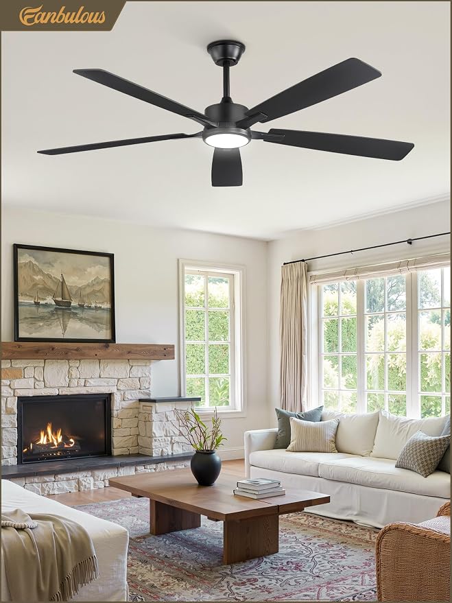 Fanbulous 60 Inch Black and Gold Ceiling Fans with Lights and Remote, Stepless Color Temperature Change & Dimmable 20W LED Ceiling Fan, 6 Speeds Reversible Quiet DC Motor for Bedroom, Living Room