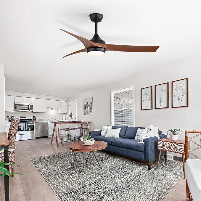 Sofucor 52 Inch Smart Ceiling Fan, Works with App/Alexa/Google, Outdoor Ceiling Fan with Lights Remote Control, Dimmable Airflow 6000CFM ABS 3 Blades Reversible DC Motor for Living Room Bedroom Patio