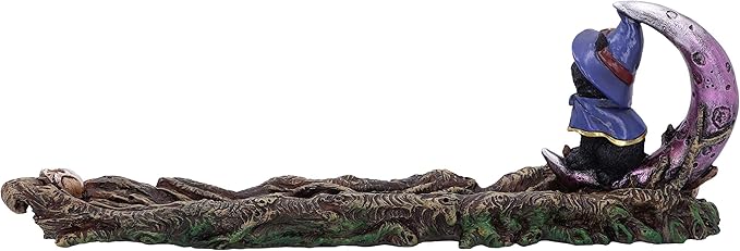 Nemesis Now Grimalkin Witches Familiar Black Cat and Crescent Moon Incense Burner,29cm