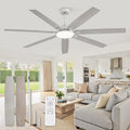 Fanbulous 72 Inch Large Ceiling Fans with Lights, Grey Modern Ceiling Fan with Quiet DC Motor, 3CCT, Indoor/Outdoor Ceiling Fan with Dual Finish Reversible 7 Blades, Timer for Living Room, Patio