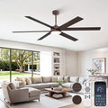 Fanbulous 72 Inch Ceiling Fans with Lights and Remote, Reversible 6 Blades & Dimmable 3-Color Outdoor Ceiling Fans for Patios, DC Motor Large Ceiling Fan for Indoor or Covered Outdoor, Brown