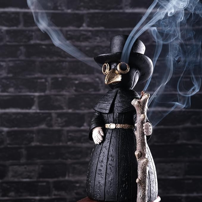 2026 Upgrade Plague Doctor Incense Holder, Plague Doctor Cone Burner Eyes Will Smoke, Handmade Craftfor Desktop Resin Ornament for Home Decoration, Effective Stress & Anxiety Relief. (Large Doctor)