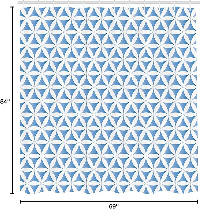 Ambesonne Abstract Shower Curtain, Flower of Life Traditional Alchemy Disc Cosmos Pattern, Cloth Fabric Bathroom Decor Set with Hooks, 69" W x 84" L, Pale White