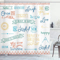 Ambesonne Adventure Shower Curtain, Various Words on Happiness and Self Value Uplifting Phrases Being Who You are, Cloth Fabric Bathroom Decor Set with Hooks, 69" W x 75" L, Dark Lavender