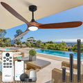 Ceiling Fan with Lights, 72'' Solid Wood Indoor/Outdoor Ceiling Fan with Quiet Reversible DC Motor, Compatible with Alexa/Google/App, 3CCT Dimmable, 6 Speeds Walnut Outdoor Fan for Patio Porch