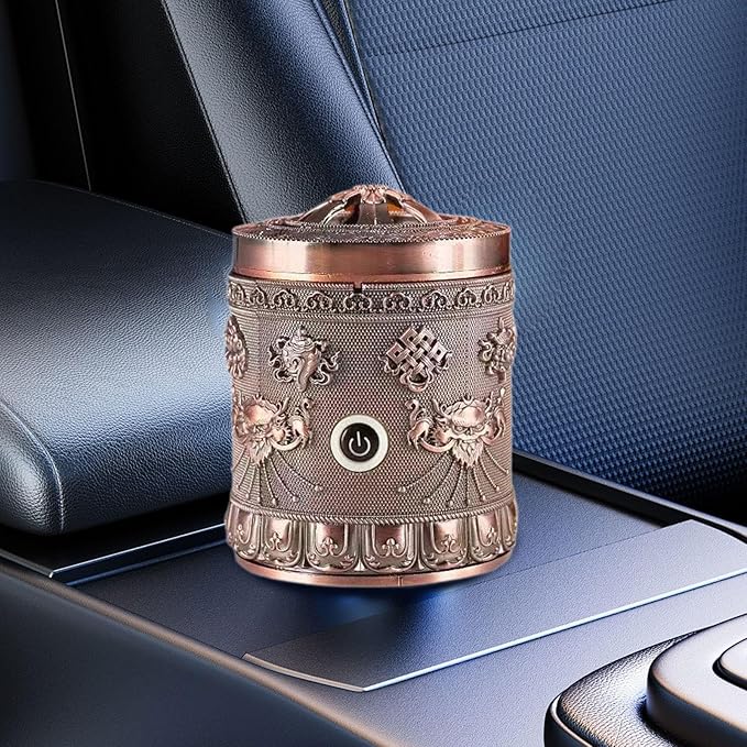 Generic Alloy Incense Burner Incense Holder Quick Heating Portable New Year Gift Decor Accessories Ornament for Bedroom Tea Table, Copper Red
