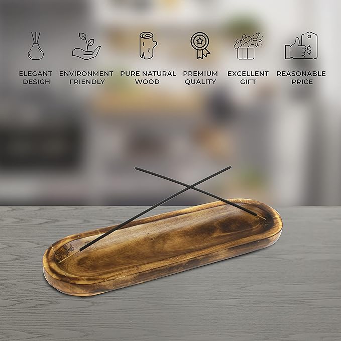 AAKRITI Wooden Incense Holder Wood | Exclusive 2-in-1 Multitasking Design | Natural & 100% Eco-Friendly | Perfect for Housewarming, Christmas, Birthday, (Natural Tray)…