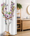 Ambesonne Skull Stall Shower Curtain, Deer Animal Floral Horns Nature Cycle Inspired Dead and Living Art Print, Fabric Bathroom Decor Set with Hooks, 36" W x 72" L, Brown Purple