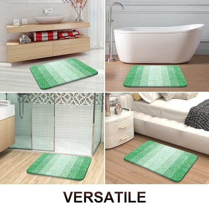 OLANLY Bathroom Runner Rugs Mat 47x17, Extra Soft Absorbent Microfiber Bath Rugs, Rubber Backing, Quick Dry, Washable Long Bath Mats for Bathroom Floor, Tub and Shower, Home Decor Accessories, Green