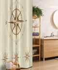 Ambesonne Compass Stall Shower Curtain, 4 Different Compasses in Retro Colors Discovery Equipment Where Nautical Marine, Fabric Bathroom Decor Set with Hooks, 36" W x 72" L, Beige Tan