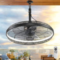 AHAWILL Outdoor Ceiling Fans with Lights, 20'' Gazebo Fan, Plug in Ceiling Fan for Patios, Pergola, Ceiling Fan with Remote Control, Hanging with Hook,Black