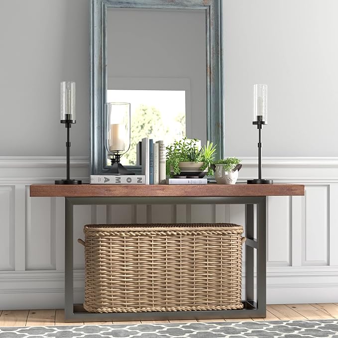 Frieda 26.68" Tall Table Lamp with Glass Shade in Blackened Bronze/Seeded