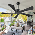 52 Inch Ceiling Fans Without Lights, USA Original Patent Outdoor Ceiling Fan No Light, 5 Wood Blades, ETL Listed, 6 Speeds Quiet DC Motor Modern Fan with Remote for Patios, 52", Matte Black