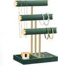 Jewelry Organizer Stand Display, 3 Tier Velvet Bracelet Holder, Green | Jewelry Organizers and Storage | Jewelry Tree | Jewelry Towers for Necklaces, Bracelets, Earrings, Rings