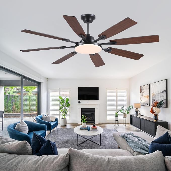 Ceiling Fan With Light & Remote Indoor/Outdoor Use 60 Inch Brown | Reversible DC Motor,3CCT, Dimmable, Timer, Noiseless,Ceiling Fan for Bedroom Living Room