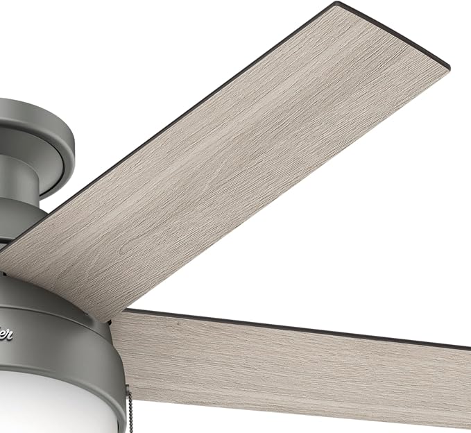 Hunter Anslee, Indoor, Ceiling Fan, with LED Light, 46 inch, Matte Silver